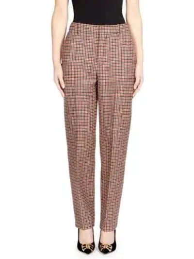 Shop Balenciaga Plaid Straight-leg Wool Pants In Brown