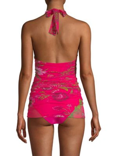 Shop Fuzzi Swim Floral Halterneck Tankini In Petunia