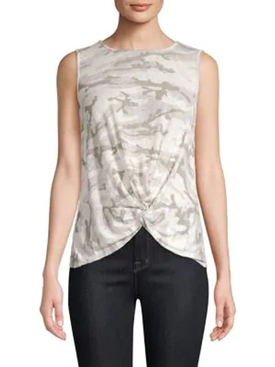 Shop Red Haute Camo Knot-front Tank Top In Natural