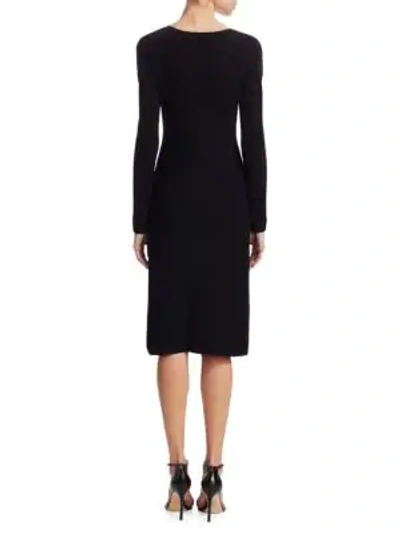 Shop Akris Ribbed V-neck A-line Dress In Black