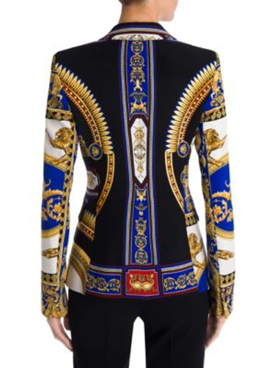 Shop Versace Long-sleeve Cady Two-button Print Jacket In Multi