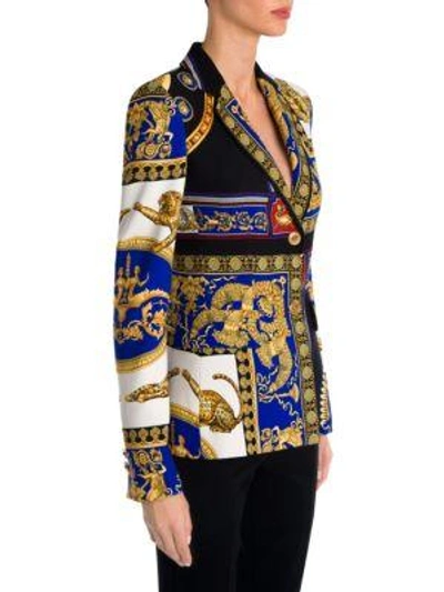 Shop Versace Long-sleeve Cady Two-button Print Jacket In Multi