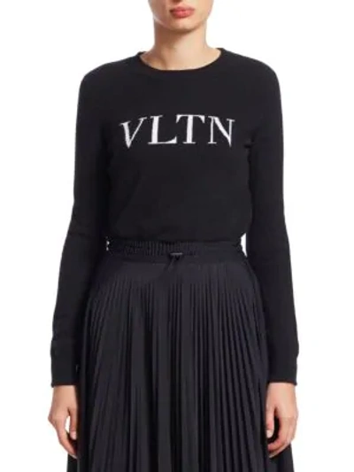 Shop Valentino Vltn Knit Cashmere Sweater In Black