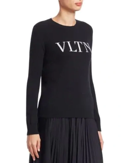 Shop Valentino Vltn Knit Cashmere Sweater In Black