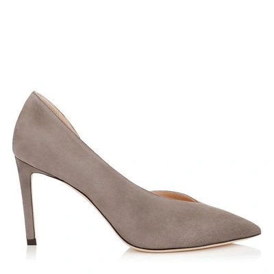 Shop Jimmy Choo Sophia 85 Dark Grey Suede Pointy Toe Pumps