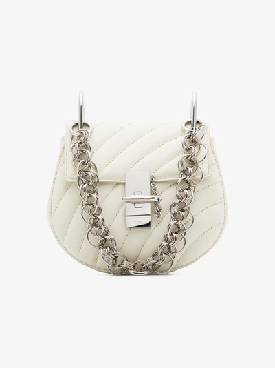 Shop Chloé White Drew Mini Leather Quilted Leather Bag