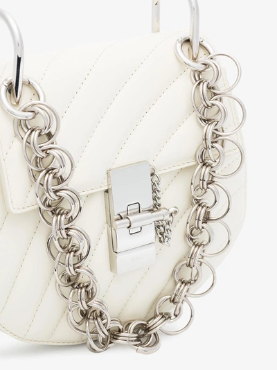 Shop Chloé White Drew Mini Leather Quilted Leather Bag