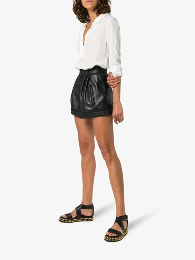 Shop Chloé Black Sawyer Studded Leather Flatform Sandals