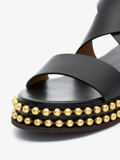 Shop Chloé Black Sawyer Studded Leather Flatform Sandals