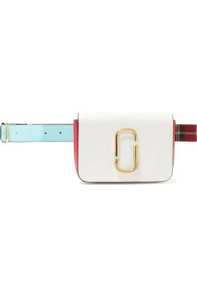 Shop Marc Jacobs The Hip Shot Convertible Color-block Textured-leather Belt Bag In White