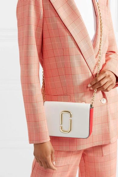 Shop Marc Jacobs The Hip Shot Convertible Color-block Textured-leather Belt Bag In White