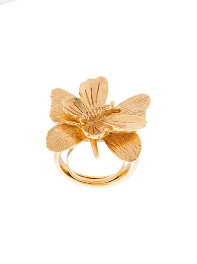 Shop Oscar De La Renta Butterfly Ring - Metallic