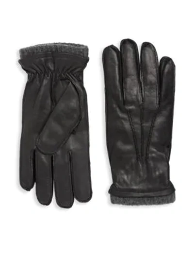 Shop Saks Fifth Avenue Napa Leather Gloves In Black