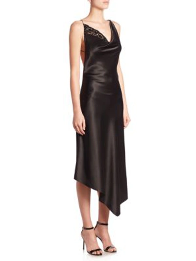 Shop Altuzarra Moonshine Asymmetrical Silk Slip Dress In Black