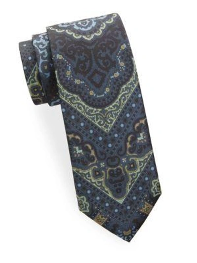 Shop Tom Ford Printed Silk Tie In Green-blue