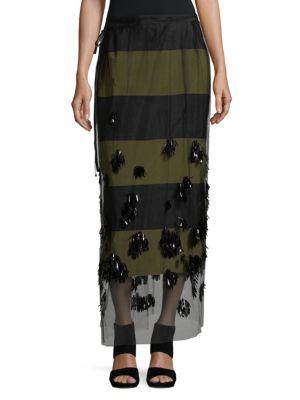 Dries Van Noten Stripe Knee-length Skirt In Khaki | ModeSens
