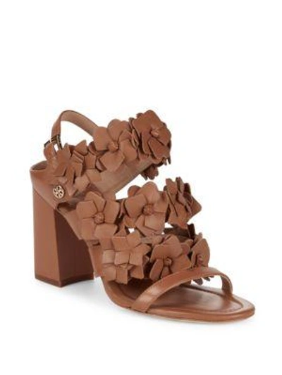 Shop Tory Burch Blossom Leather Sandals In Royal Tan