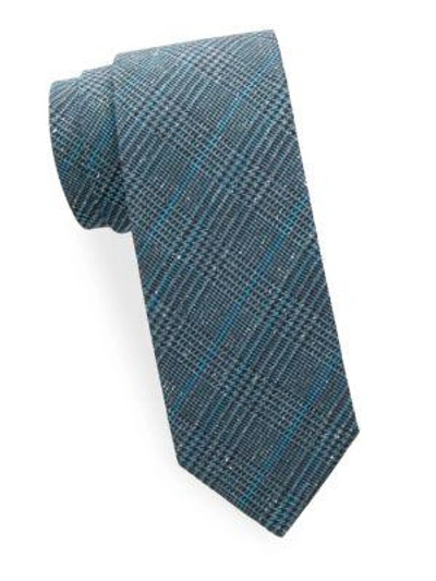 Shop Tom Ford Plaid Silk Tie In Navy