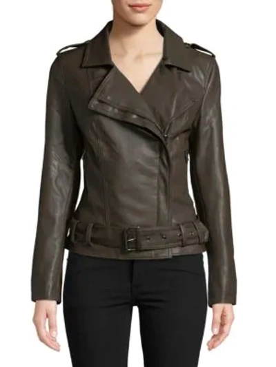 Shop Bagatelle Belted Biker Jacket In Olive