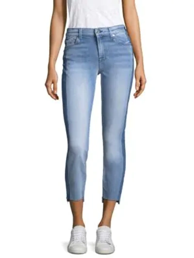 Shop 7 For All Mankind Roxanne Cropped Step Hem Jeans In Blue