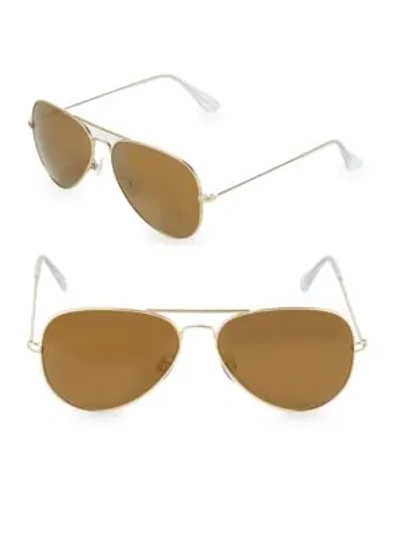 Shop Aqs James 58mm Aviator Sunglasses In Gold/brown