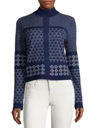 Shop Equipment Printed Turtleneck Sweater In Blue