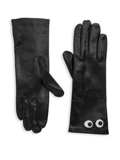 Shop Maison Fabre Eye Leather Gloves In Noir