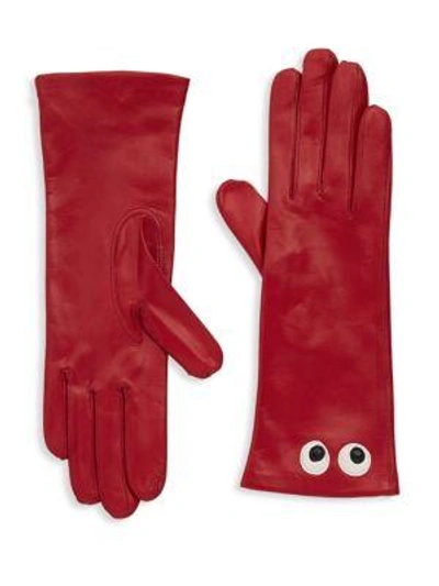 Shop Maison Fabre Eye Leather Gloves In Red