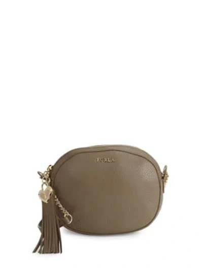 Shop Furla Cuore Leather Crossbody Pouch In Brown