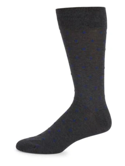 Shop Bruno Magli Polka-dot Mid Calf Socks In Grey