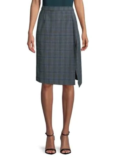 Shop Vetements Plaid Pencil Skirt In Grey Check