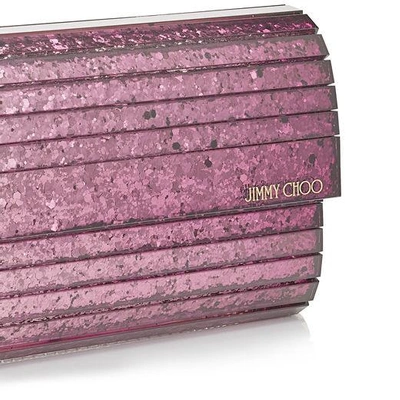 Shop Jimmy Choo Sweetie Champagne And Grape Dégradé Glitter Acrylic Clutch Bag In Champagne/grape