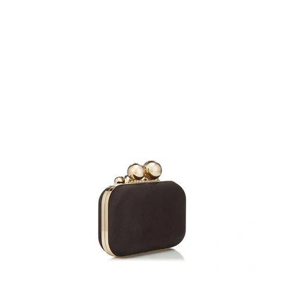 Shop Jimmy Choo Cloud Black Satin Clutch Bag With Oyster Pearl Embroidery
