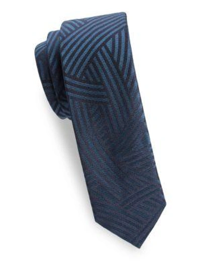 Shop Dries Van Noten Striped Silk Tie In Blue
