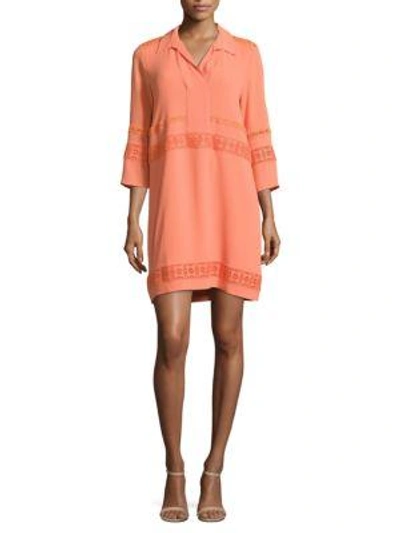 Shop Karl Lagerfeld Embellished Crepe Shirtdress In Coral