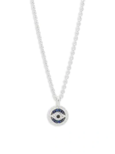 Shop Judith Ripka Sapphire Evil Eye Pendant Necklace In Silver