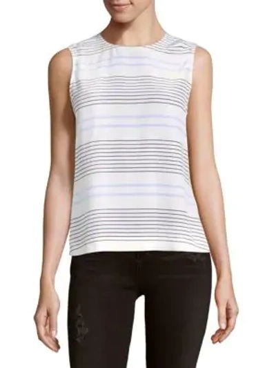 Shop Equipment Striped Sleeveless Silk Top In Bright White
