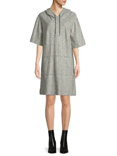 Shop Public School Herringbone Hooded Dress In Grey