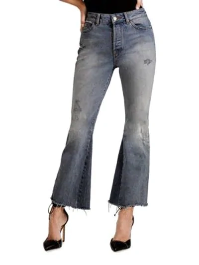 Shop Dl Premium Denim Jackie Trimtone Cropped Flared Jeans In Evolution