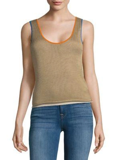 Shop Loewe Contrast Trim Tank Top In Sand