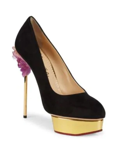 Shop Charlotte Olympia Cosmic Dolly Island Platform Pumps In Black Gold