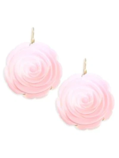 Shop Annette Ferdinandsen Flora Camellia Blossom & 18k Yellow Gold Post Earrings In Pink