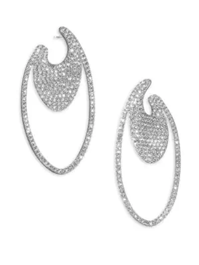 Shop Adriana Orsini Pavé Oval Hoop Earrings In Silver