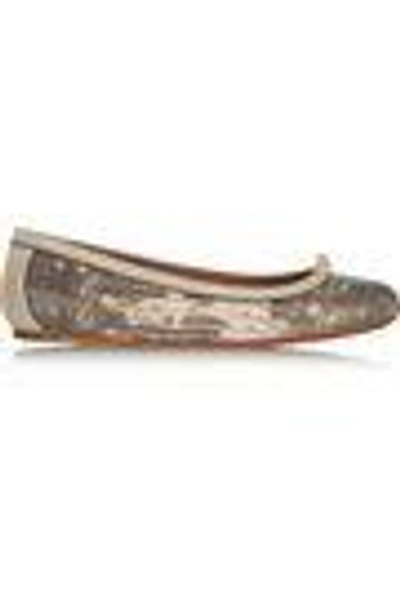 Shop Alaïa Woman Teju Lizard Ballet Flats Beige