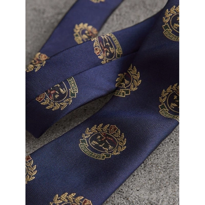 Shop Burberry Slim Cut Archive Crest Silk Tie In Navy