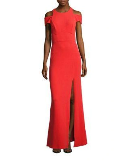 Shop Abs By Allen Schwartz Cut-out Crepe Gown In Coral