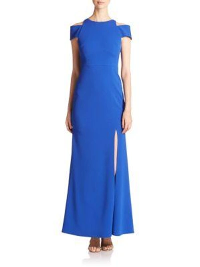 Shop Abs By Allen Schwartz Cut-out Crepe Gown In Royal