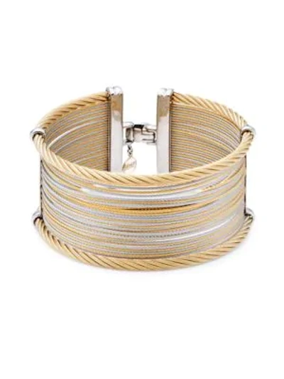 Shop Alor Women's Classique Wide Steel & 18k Gold Cuff Bracelet
