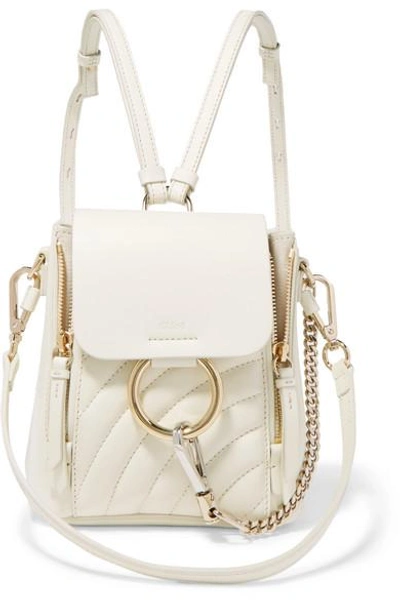 Shop Chloé Faye Mini Quilted Leather Backpack In White