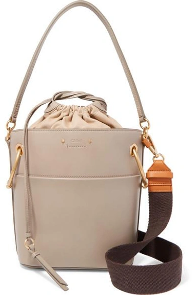 Shop Chloé Roy Small Leather Bucket Bag In Gray